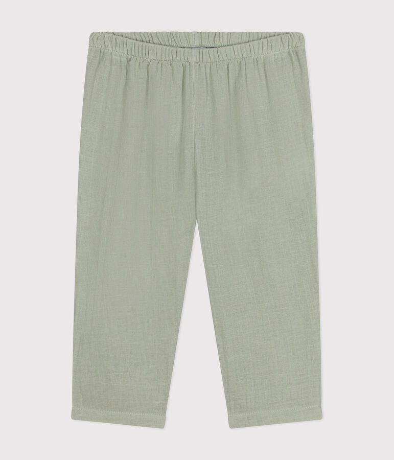 Pantalon en gaze de coton b&eacute;b&eacute; vert
