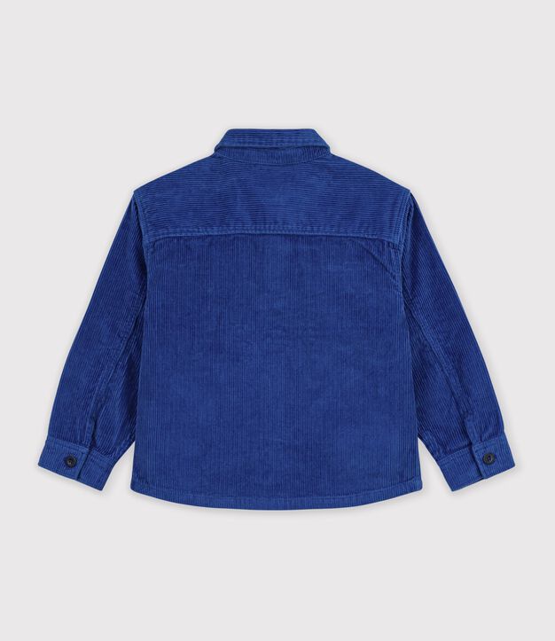 Chemise enfant en velours uni bleu