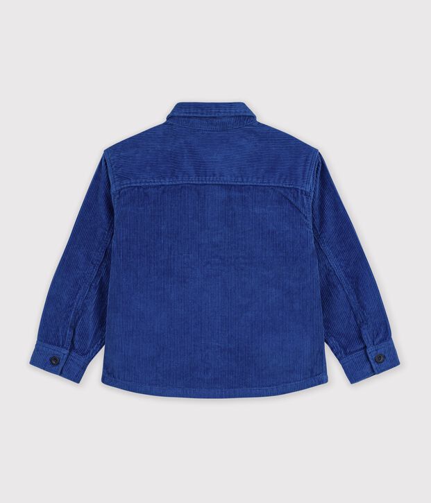 Chemise enfant en velours uni bleu