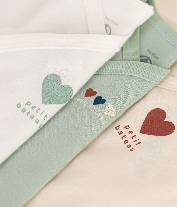 Lot de 3 bodies crois&eacute;s manches longues en coton b&eacute;b&eacute; multicouleur