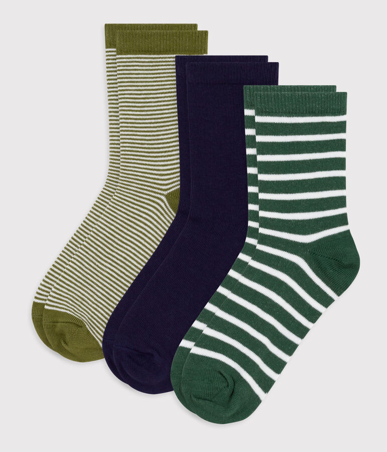 3 paires de chaussettes enfant ray&eacute;es en coton multicouleur