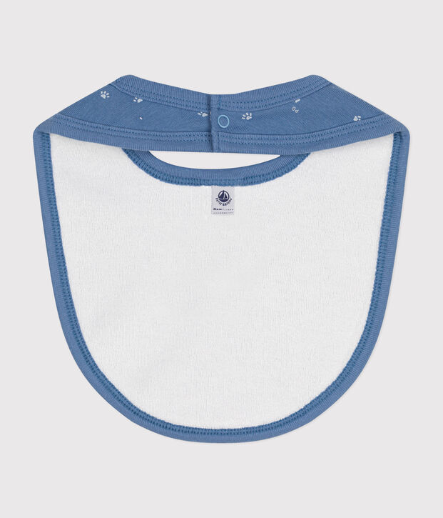 Bavoir b&eacute;b&eacute; en coton bleu/blanc