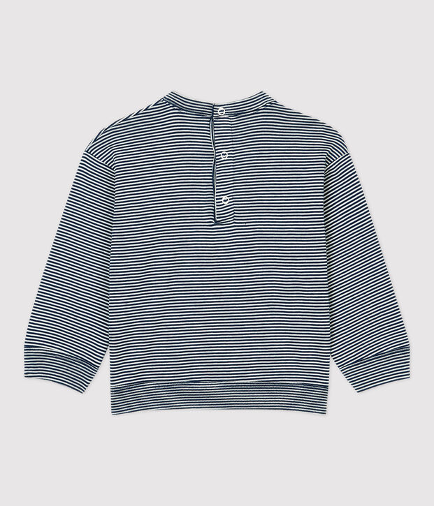 Tee-shirt en coton b&eacute;b&eacute; bleu/blanc