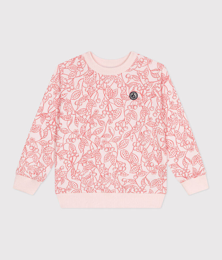 Sweatshirt enfant en coton imprim&eacute; rose FLEUR/ SPI