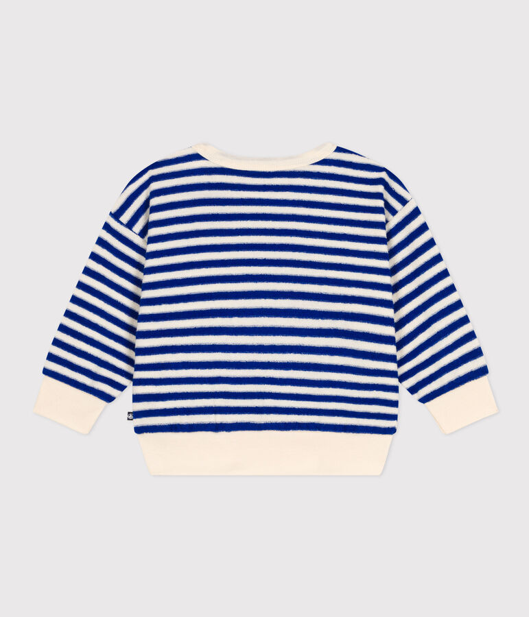 Sweatshirt en bouclette &eacute;ponge b&eacute;b&eacute; bleu SURF/ AVALANCHE