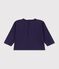 Tee-shirt b&eacute;b&eacute; en coton manches longues uni &agrave; motif bleu marine