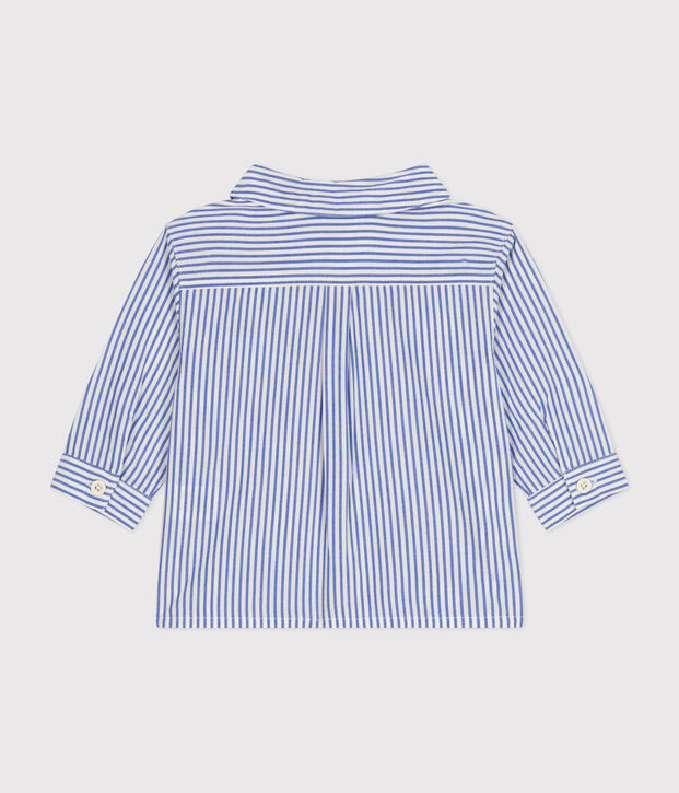 Chemise en popeline ray&eacute;e b&eacute;b&eacute; bleu/blanc