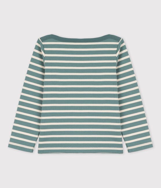 Marinière en coton enfant fille / garçon vert BRUT/blanc AVALANCHE