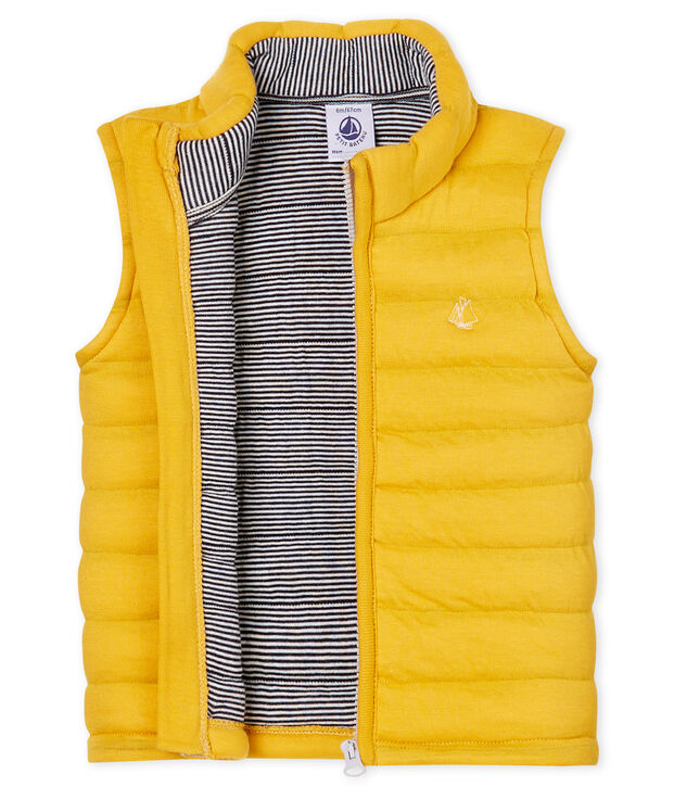Blouson sans manches en tubique matelass&eacute; b&eacute;b&eacute; mixte jaune