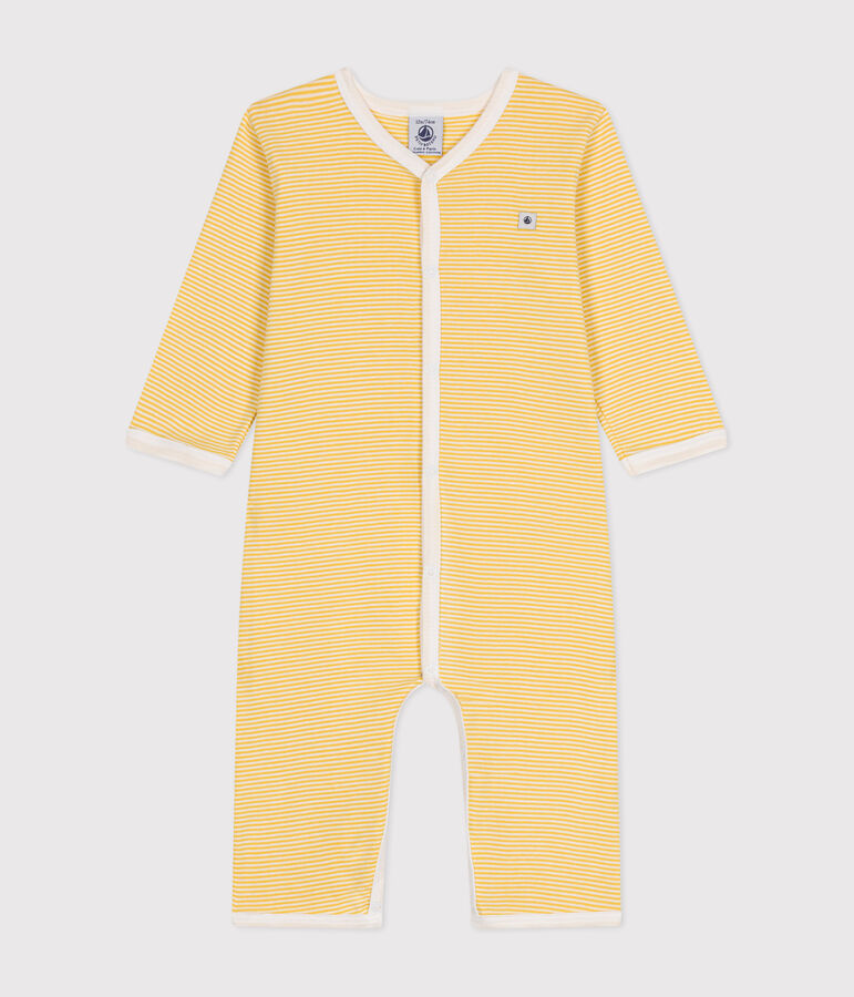 Pyjama  sans pieds b&eacute;b&eacute; en coton jaune BLE/blanc MARSHMALLOW