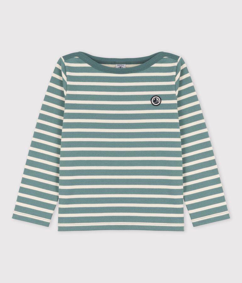 Marini&egrave;re en coton enfant fille / gar&ccedil;on vert BRUT/blanc AVALANCHE