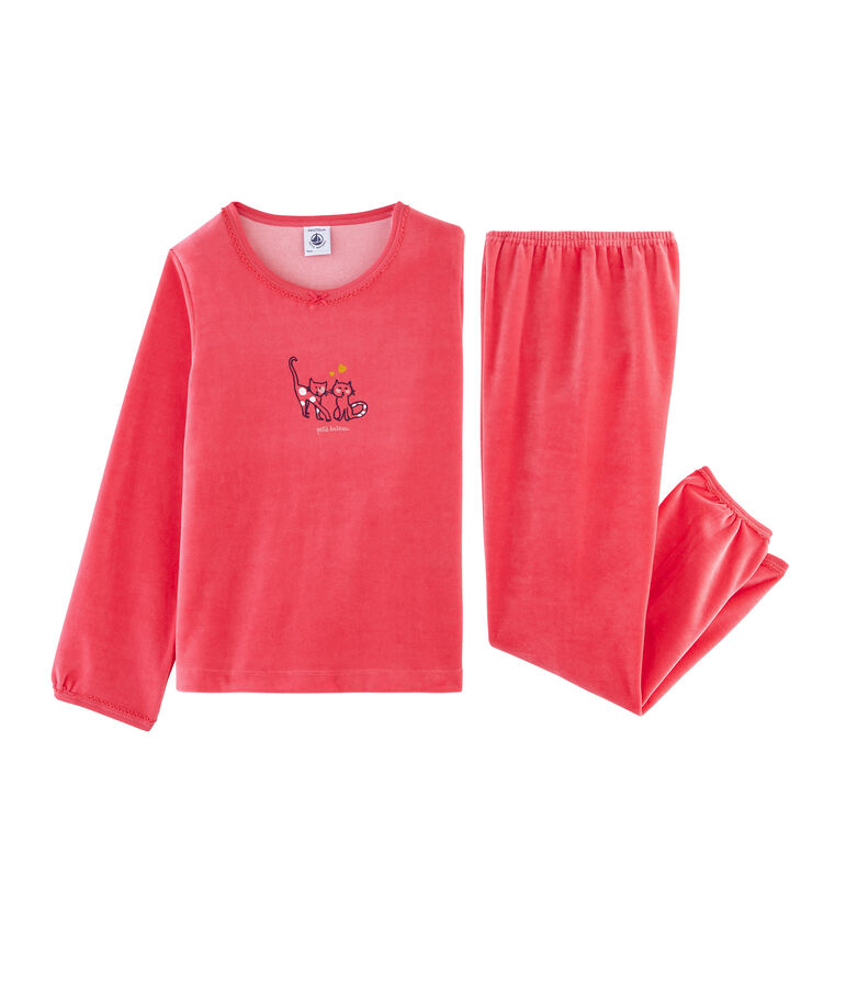 Pyjama petite fille en velours rouge