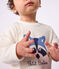Tee-shirt b&eacute;b&eacute; en coton manches longues uni &agrave; motif blanc cass&eacute;