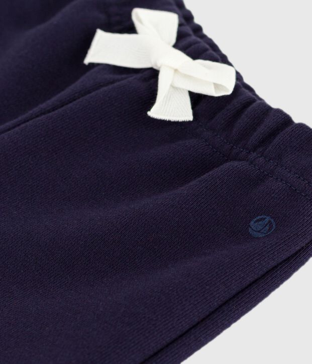 Pantalon b&eacute;b&eacute; en coton uni bleu marine