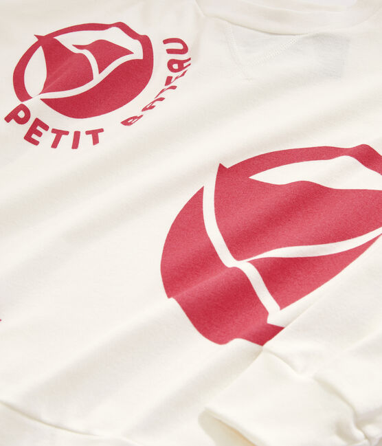 Sweat shirt enfant fille - garçon blanc MARSHMALLOW/rose GEISHA