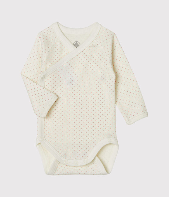 Body naissance manches longues bébé blanc MARSHMALLOW/rose CHARME