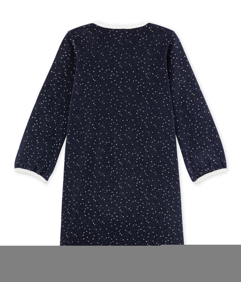 Chemise de nuit fille en bouclette velours bleu/gris