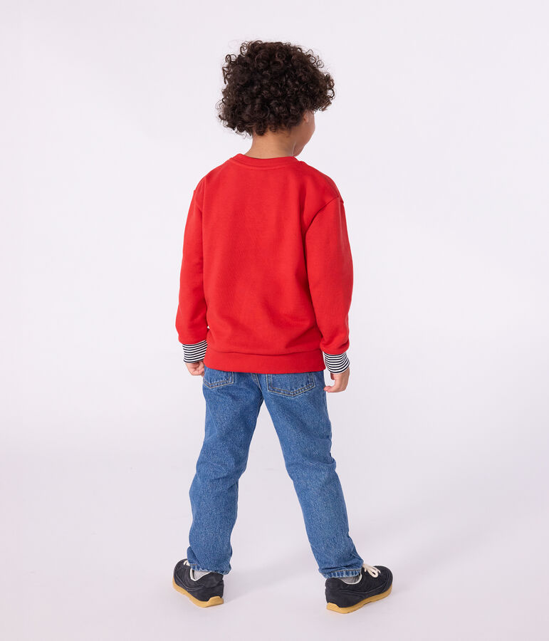 Sweatshirt enfant en coton imprim&eacute; rouge POMPEI