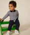 Body manches longues rayé à col en coton bébé bleu SMOKING/blanc MARSHMALLOW