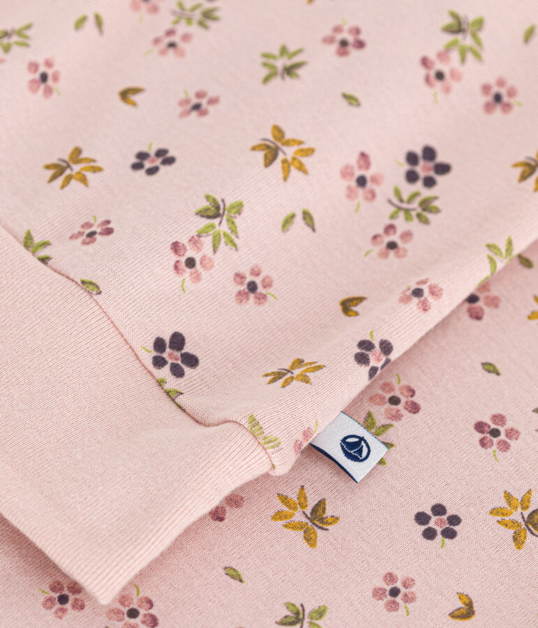 Pyjama en coton imprim&eacute; floral femme rose SALINE/blanc MULTICO