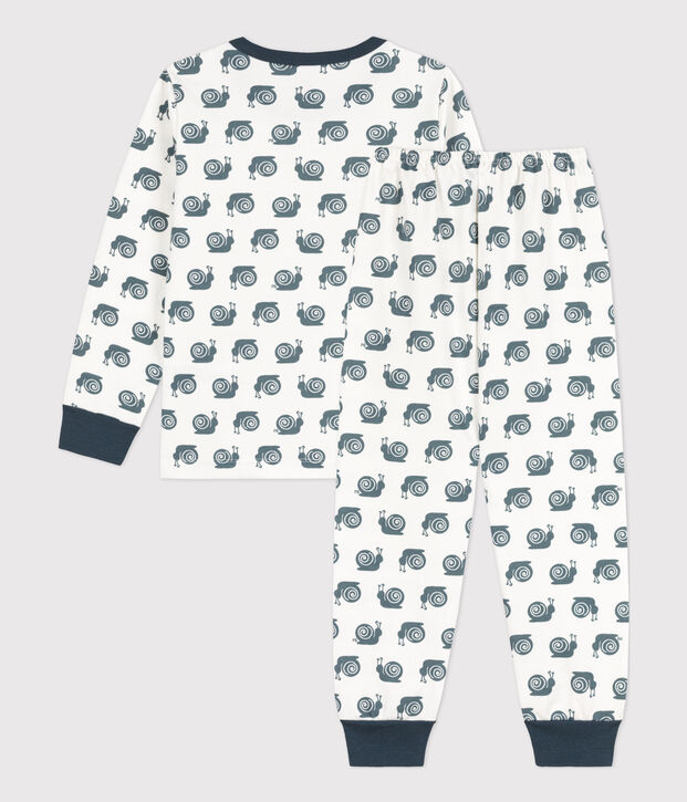 Pyjama escargot en molleton enfant blanc/gris