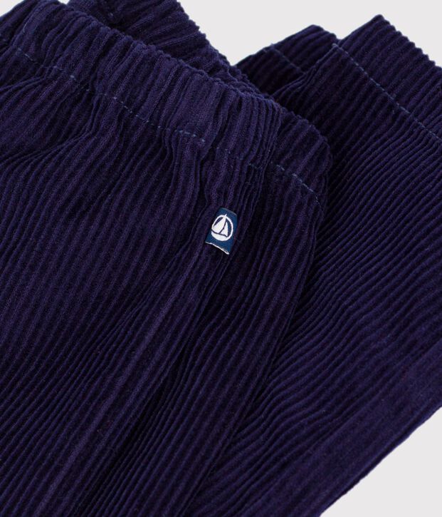Pantalon b&eacute;b&eacute; en velours uni bleu marine
