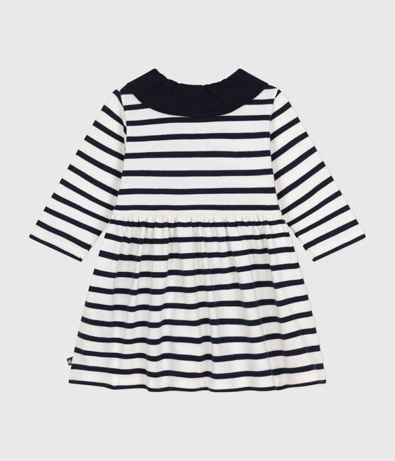 Robe manches longues en jersey épais bébé blanc MARSHMALLOW/bleu SMOKING
