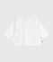 Blouse bébé en coton manches longues, uni blanc MARSHMALLOW