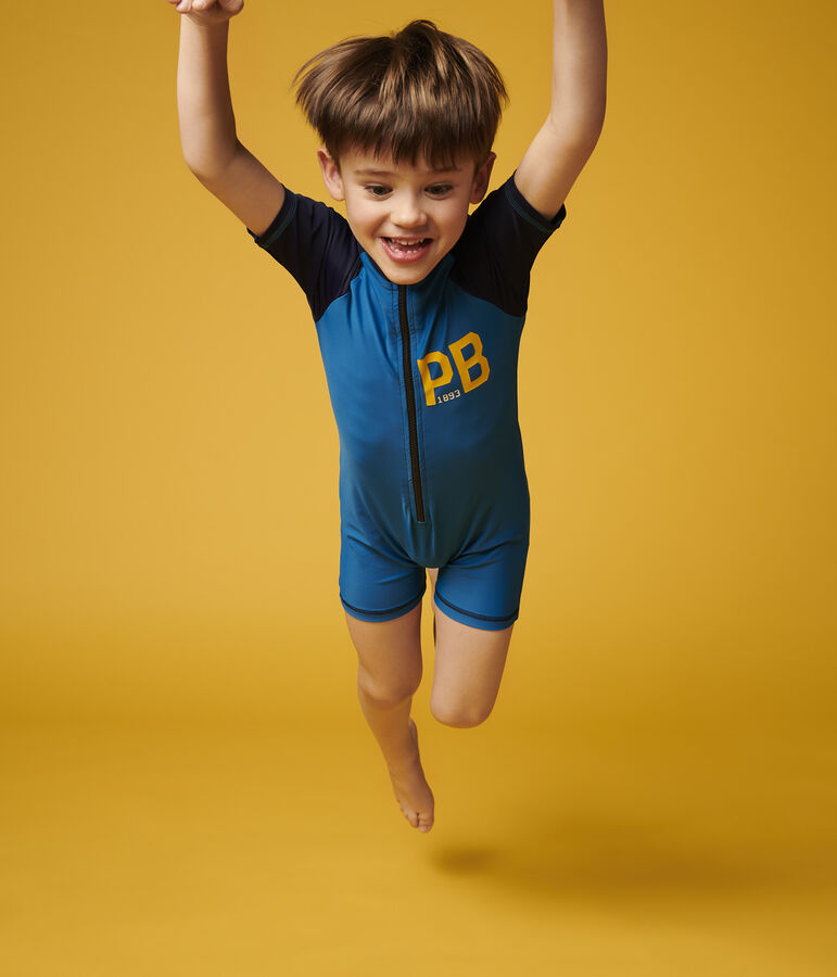 Combinaison anti-uv recycl&eacute;e enfant gar&ccedil;on bleu