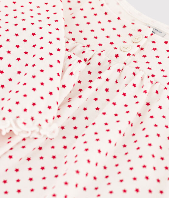Pyjama étoile petite fille à l'imprimé en coton blanc MARSHMALLOW/ STOP