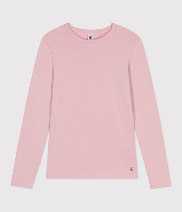 Tee-shirt femme l'iconique en coton manches longues rose clair