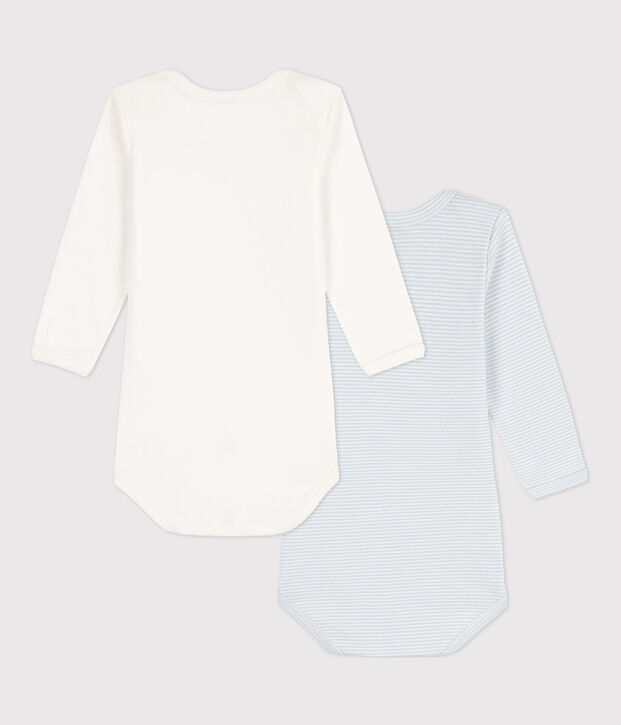 Lot de 2 bodies manches longues milleraies b&eacute;b&eacute; en coton multicouleur