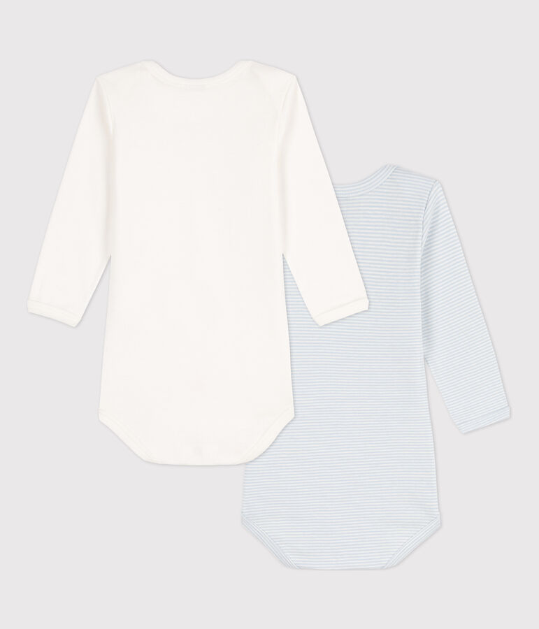 Lot de 2 bodies manches longues milleraies b&eacute;b&eacute; en coton multicouleur