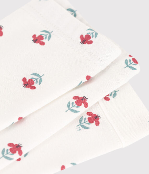 Legging b&eacute;b&eacute; en coton imprim&eacute; fleuri blanc/multicouleur