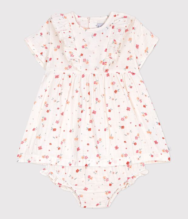 Robe sans manches b&eacute;b&eacute; en coton imprim&eacute; blanc/multicouleur