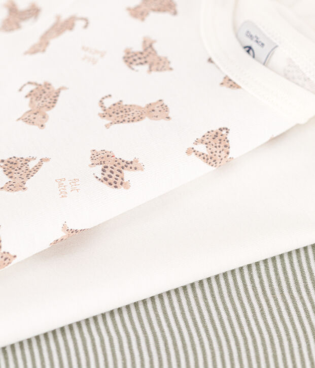 Lot de 3 bodies manches courtes leopards en coton multicouleur