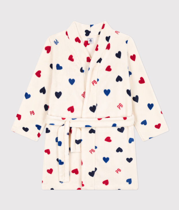 Robe de chambre en polaire enfant &eacute;cru/multicouleur
