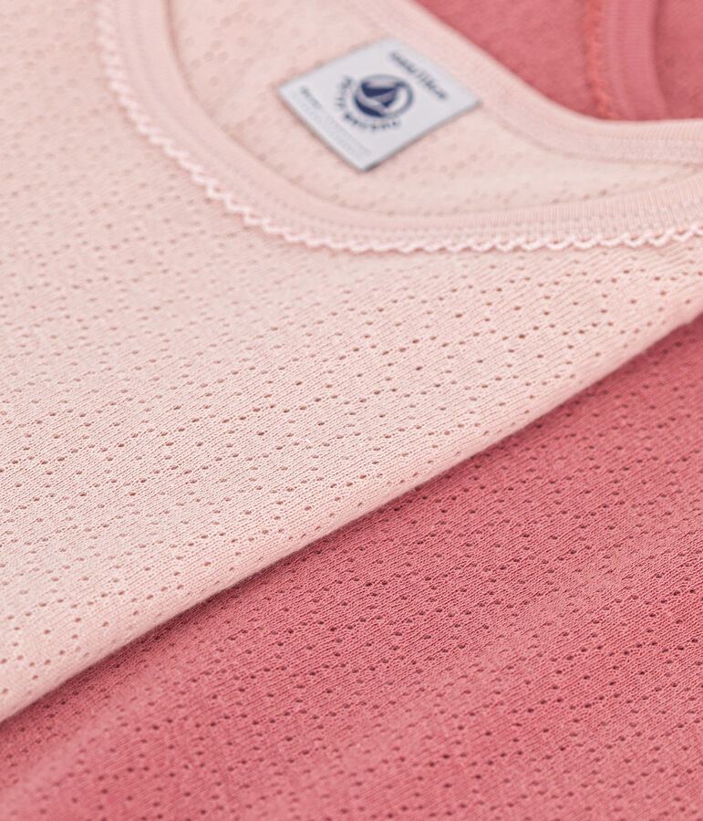 Lot de 2 tee-shirts uni en coton ajour&eacute; enfant variante 1