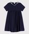Robe enfant en coton manches courtes unie bleu SMOKING