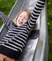 Pull laine et coton enfant fille / garçon bleu SMOKING/blanc MARSHMALLOW