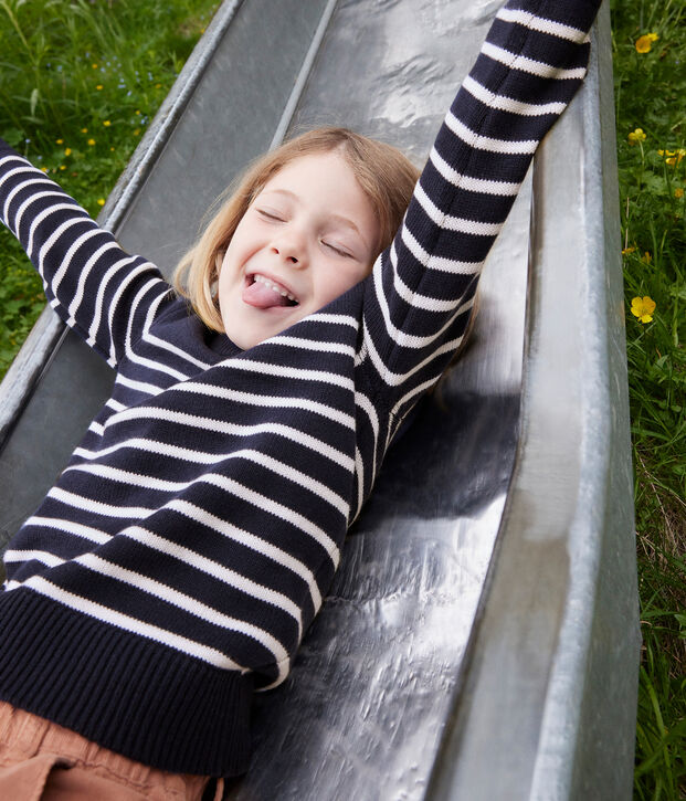 Pull laine et coton enfant fille / gar&ccedil;on bleu/blanc