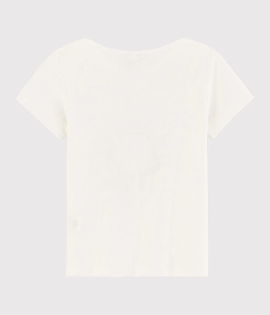 Tee-shirt manches courtes en coton enfant fille blanc MARSHMALLOW