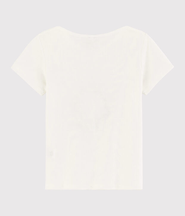 Tee-shirt manches courtes en coton enfant fille blanc