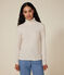 Tee-shirt l'iconique col roulé en côte fantaisie femme beige MONTELIMAR CHINE