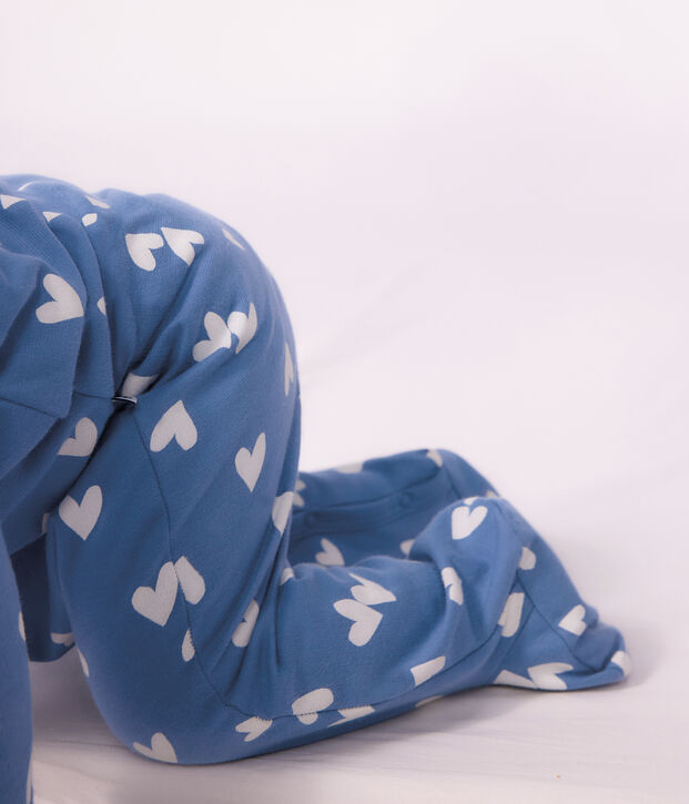 Pyjama b&eacute;b&eacute; en molleton imprim&eacute; c&oelig;urs bleu/blanc