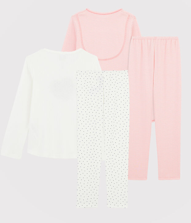 Lot de 2 pyjamas petite fille en c&ocirc;te multicouleur