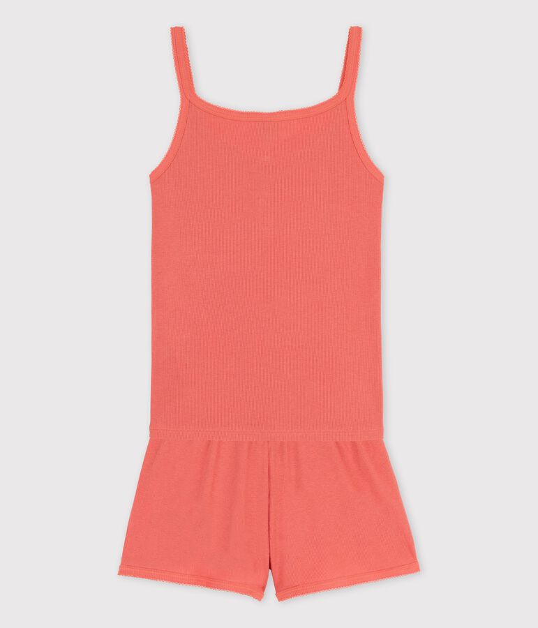 Pyjacourt uni papaye fille en coton lyocell rose