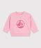 Sweatshirt b&eacute;b&eacute; en coton uni et son logo imprim&eacute; rose clair
