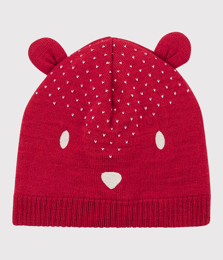 Bonnet en tricot b&eacute;b&eacute;. rouge TERKUIT