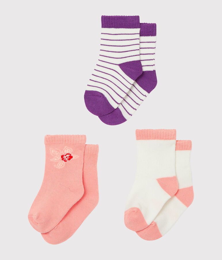 Lot de 3 paires de chaussettes b&eacute;b&eacute; fille multicouleur